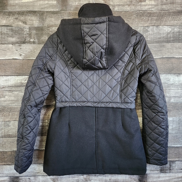 Sam Edelman Quilted Polyester Hooded Black Jacket Women's Small - Picture 8 of 16